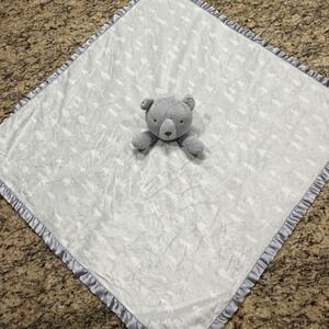 Cloud Island Gray Bear Tree Plush Security Baby Blanket Satin Trim 30x27